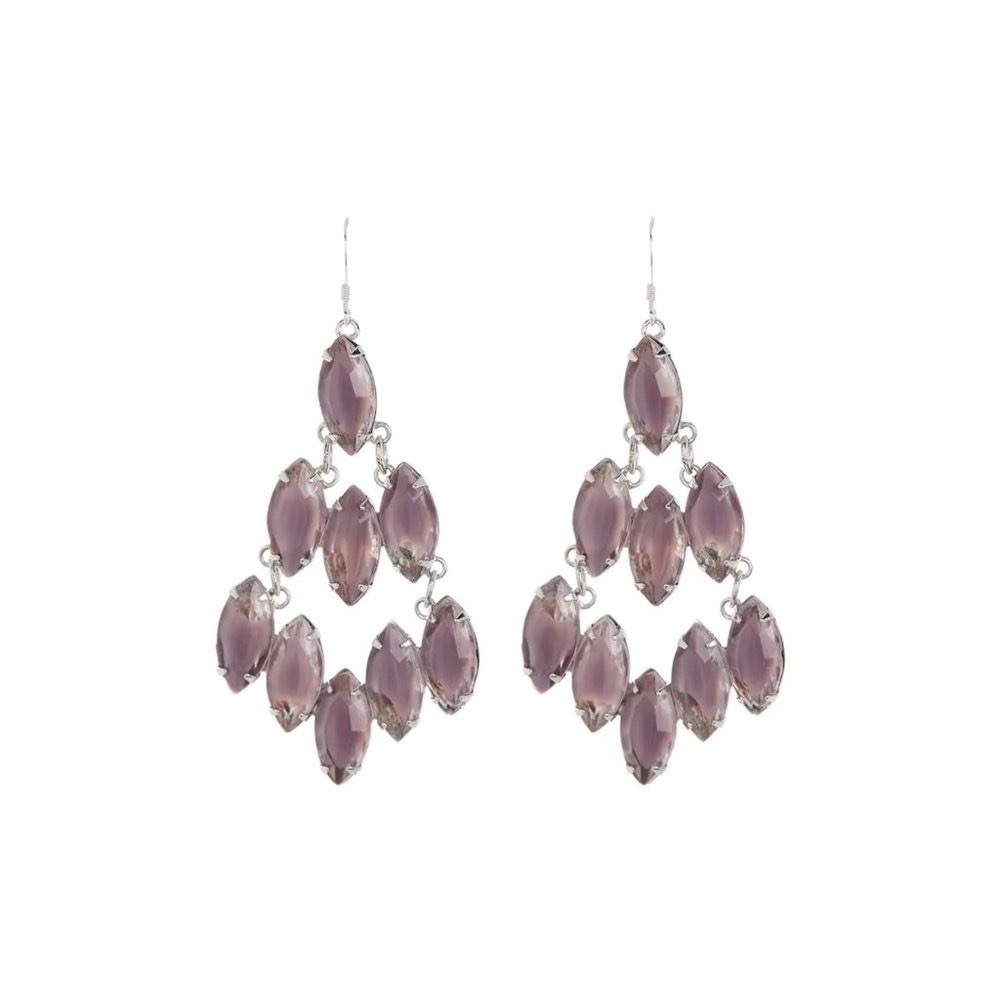 Alex And Ani Womens Purple Crystals Silver Dangle Chandelier Drop Earrings New